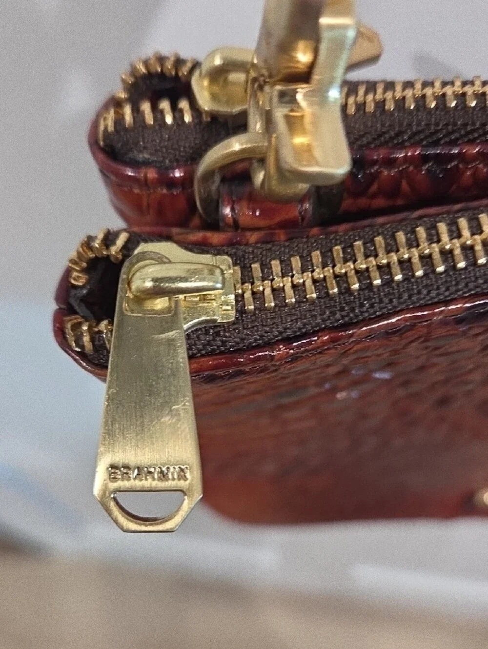 Brahmin Brown Croc-Embossed Convertible Crossbody